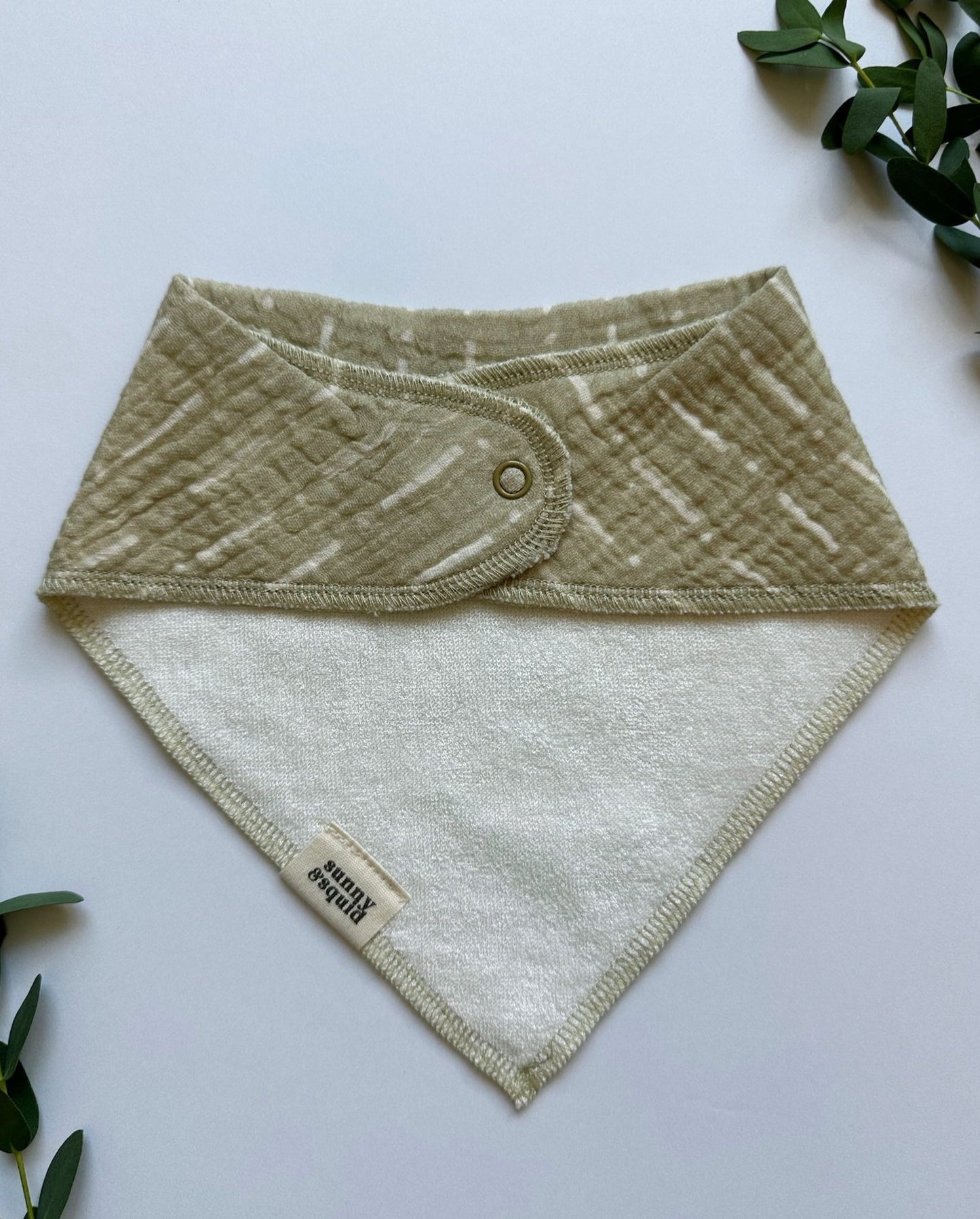 Light Green Lines and Dots Bandana Bib - Seaweed