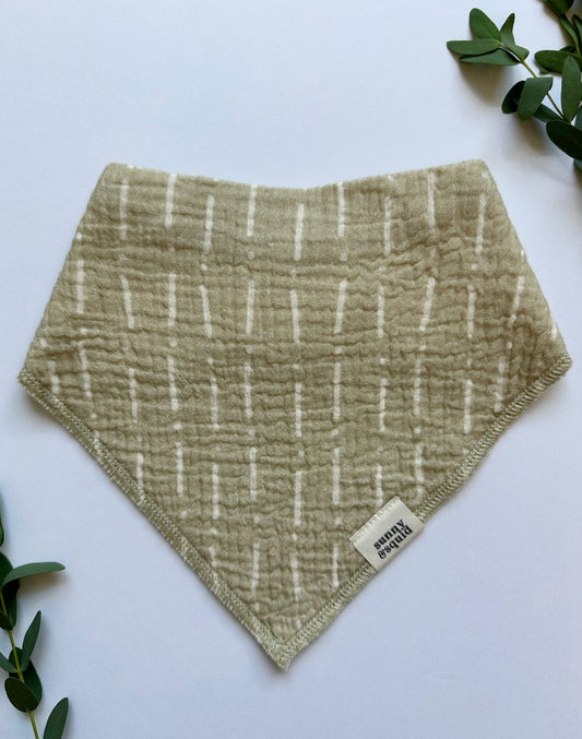 Light Green Lines and Dots Bandana Bib - Seaweed