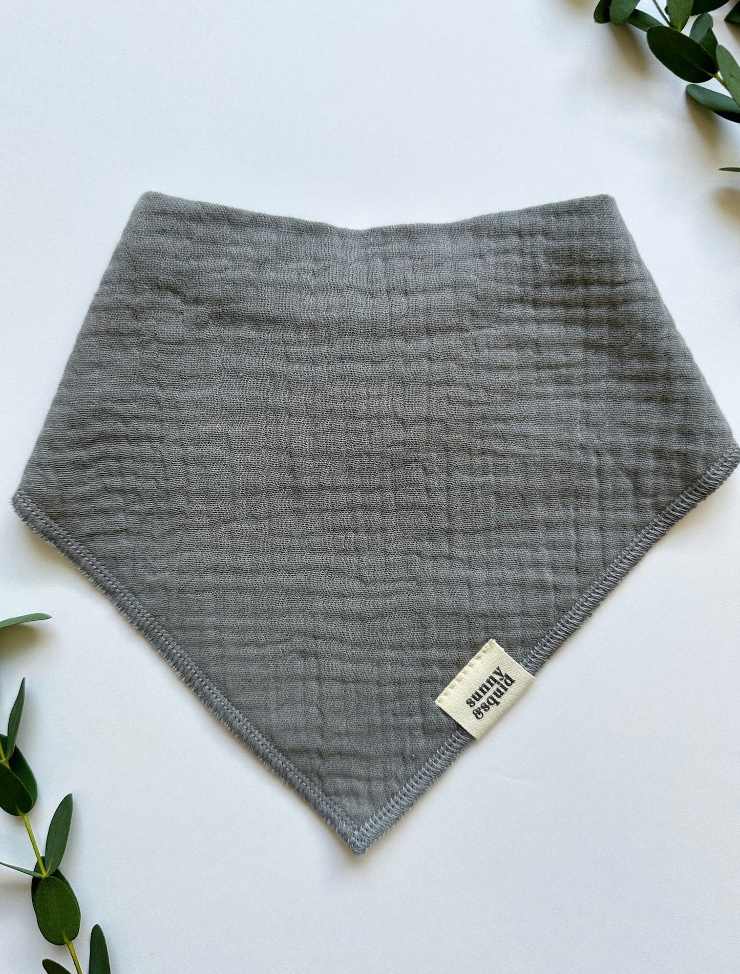 Solid Dark Grey Bandana Bib - Squid