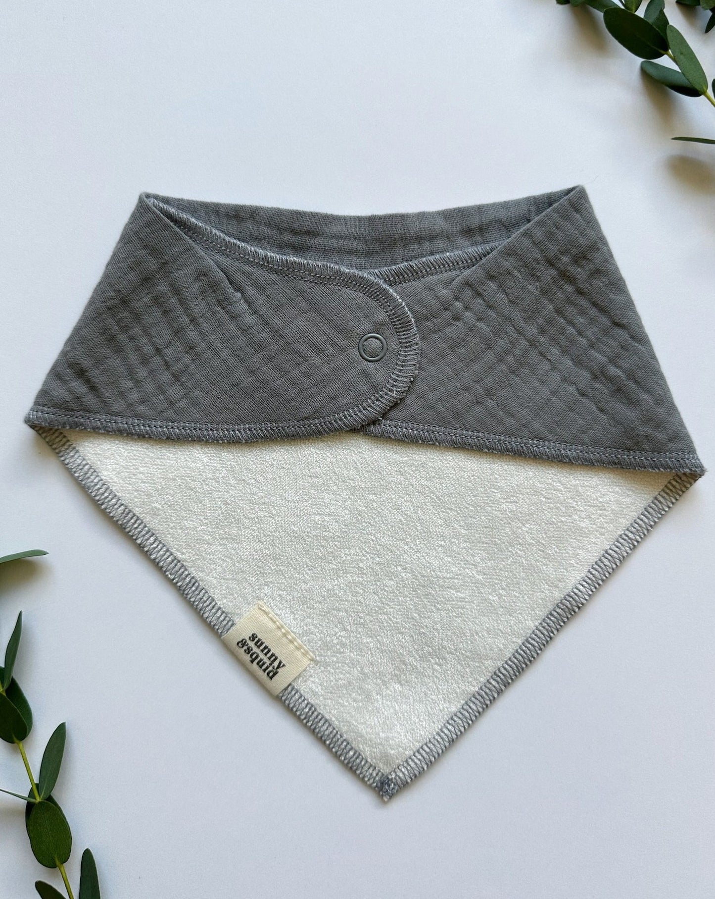 Solid Dark Grey Bandana Bib - Squid