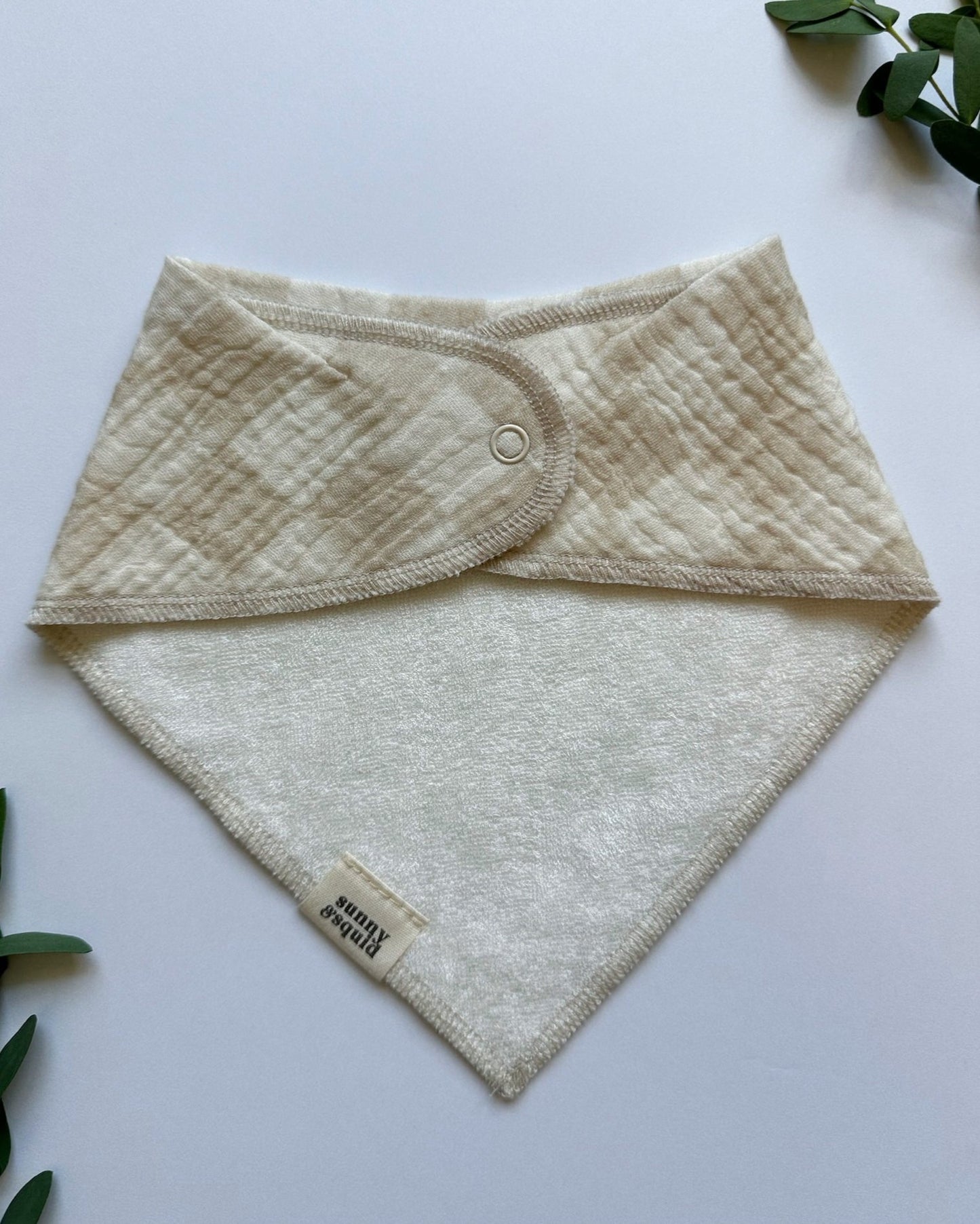 Neutral Checkered Bandana Bib - Dune