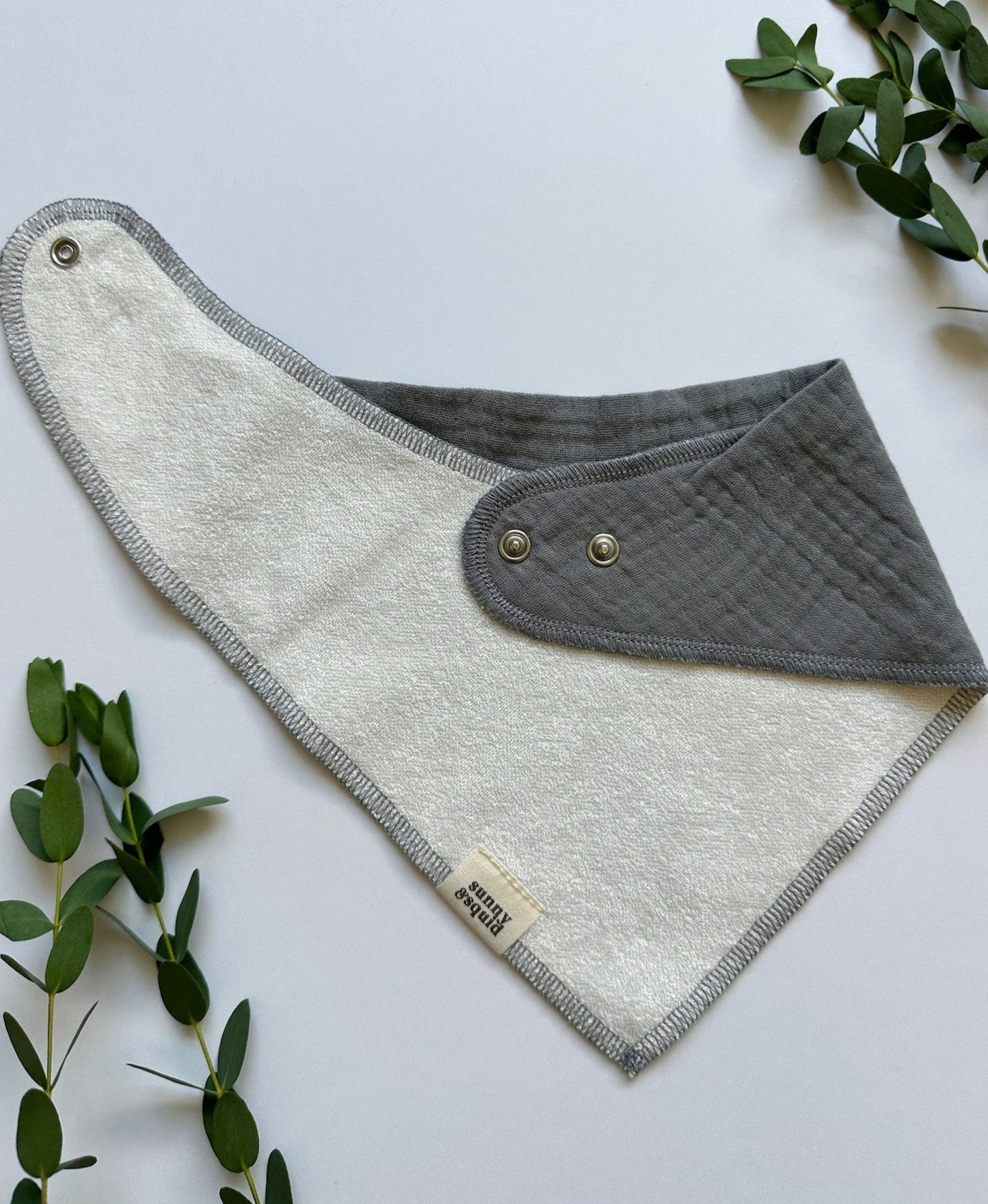 Solid Dark Grey Bandana Bib - Squid