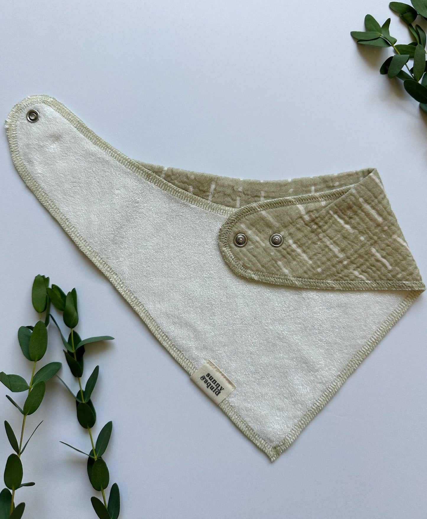 Light Green Lines and Dots Bandana Bib - Seaweed