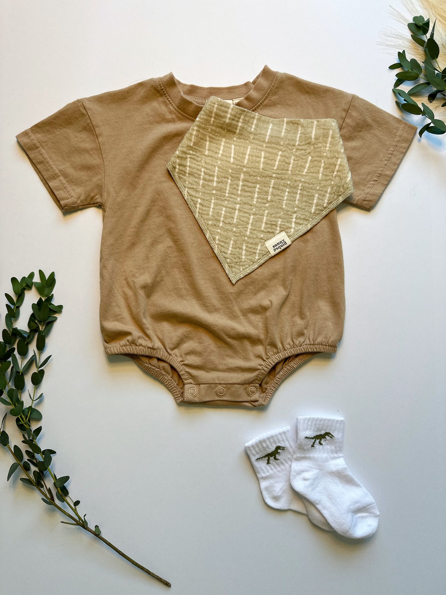 Light Green Lines and Dots Bandana Bib - Seaweed